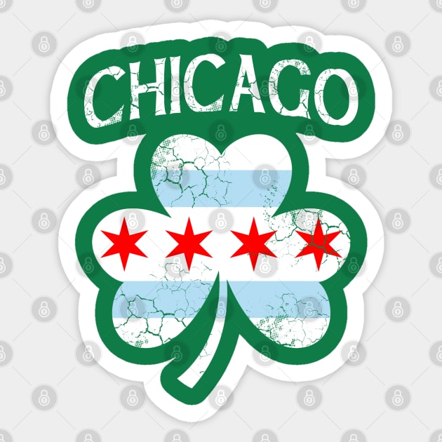 Chicago Irish Flag Shamrock St Patrick's Day Sticker by E